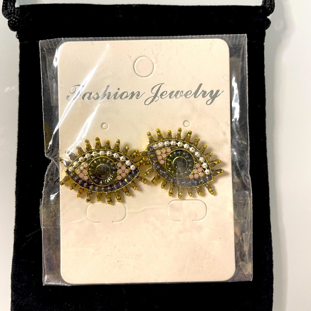 Gold Evil Eye Stud Earrings
